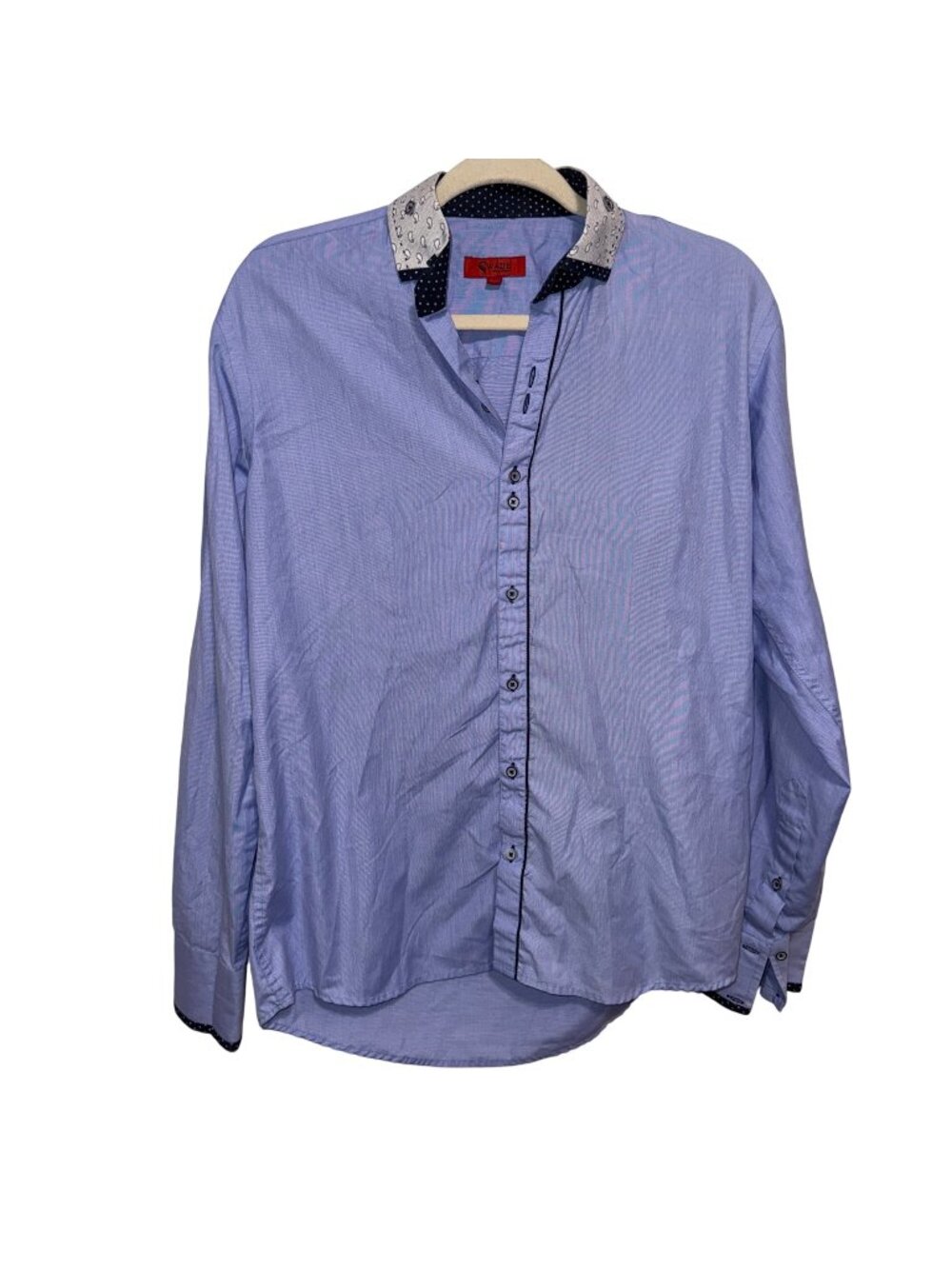Swade Platinum Mens Long Sleeve Button-Down Shirt/ Paisley & Polka Dot Collar
